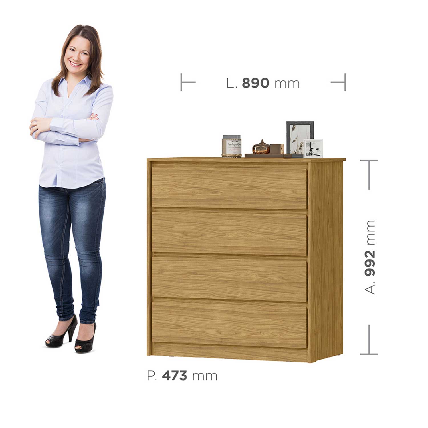 COMODA NOËLLE 4 CAJONES MARROCOS/ OFF WHITE 99,2x47,3x89 - 3