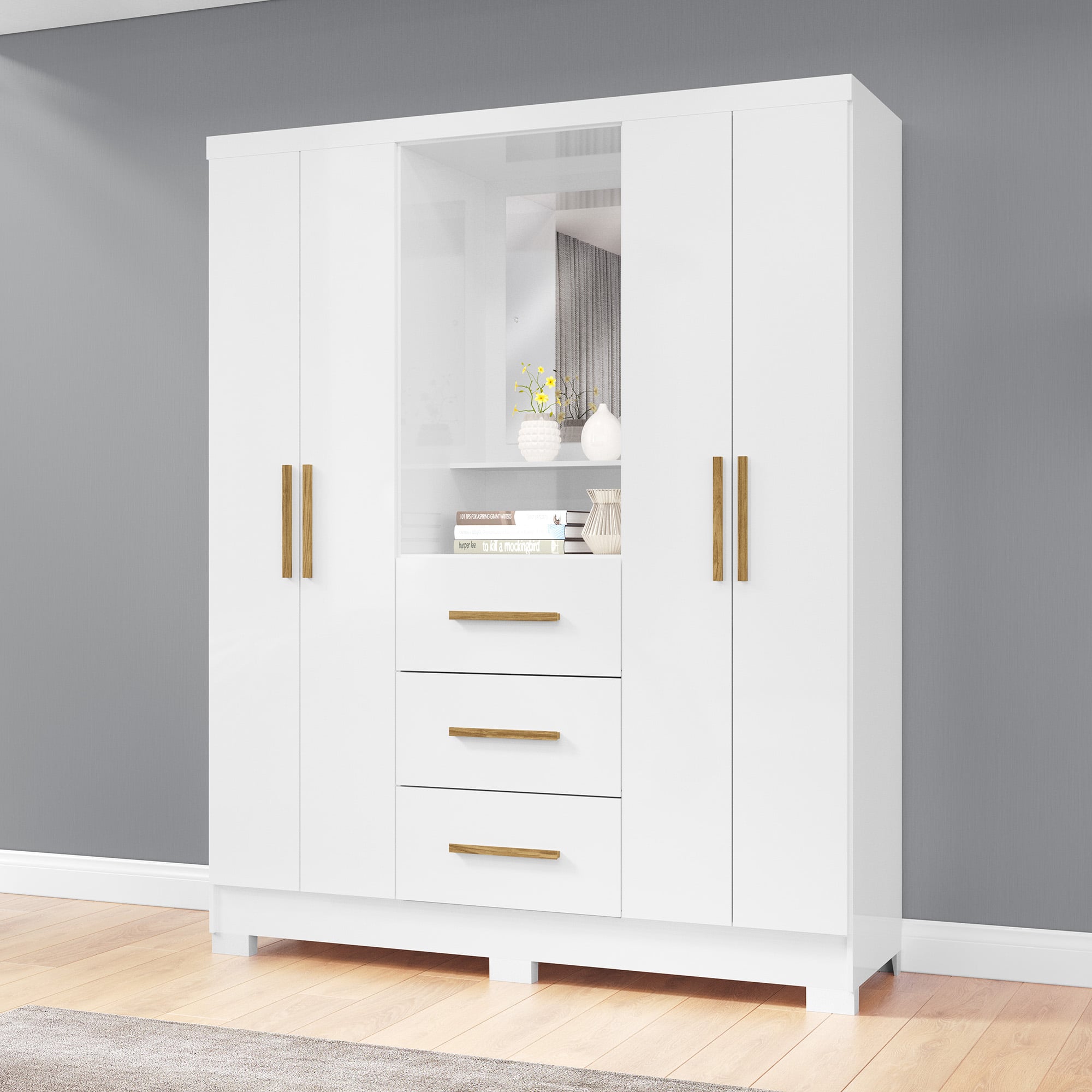 CLOSET 4 PUERTAS 3 CAJONES VERSALLES 190X46,5X 152,4 BLANCO NIEVE - 1
