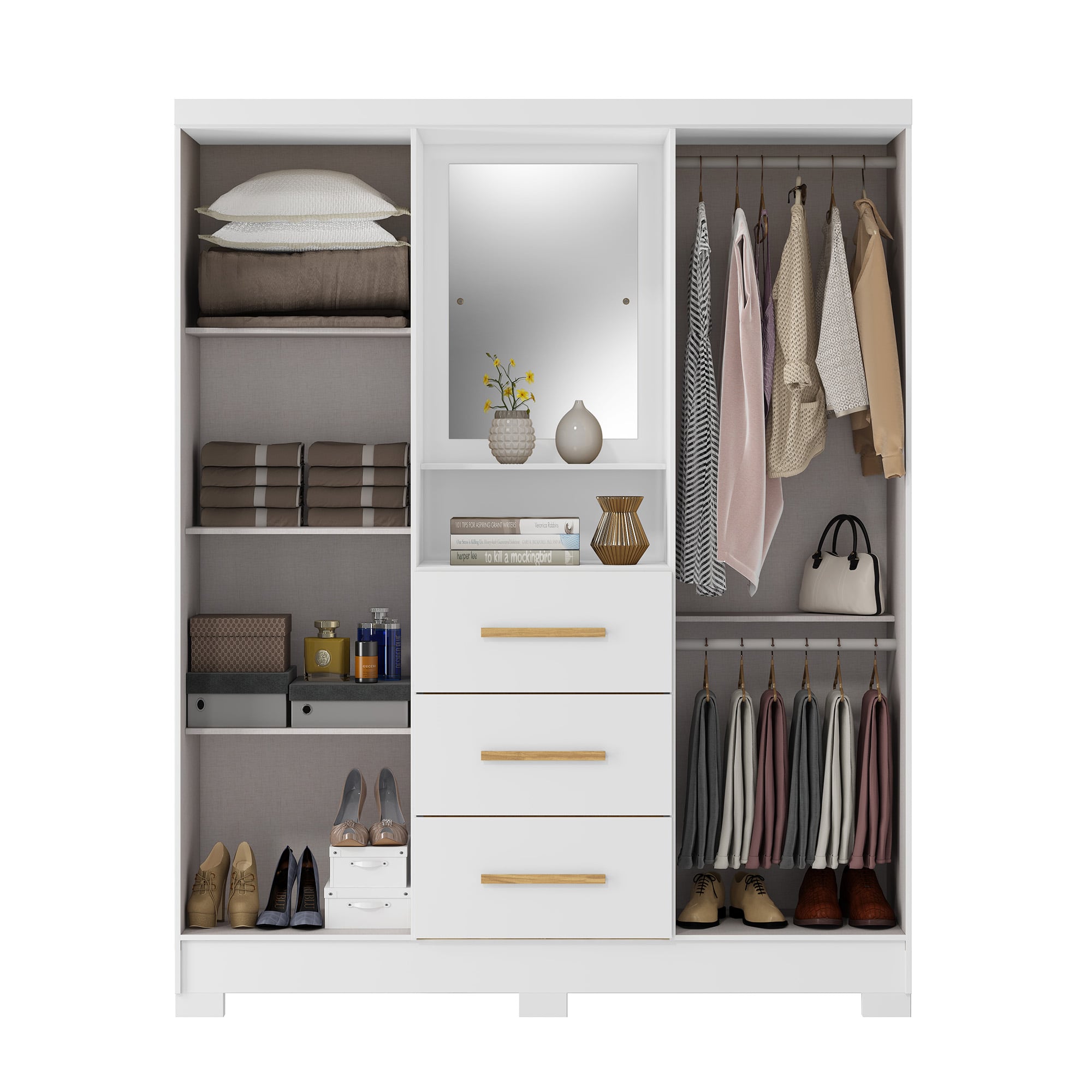 CLOSET 4 PUERTAS 3 CAJONES VERSALLES 190X46,5X 152,4 BLANCO NIEVE - 3