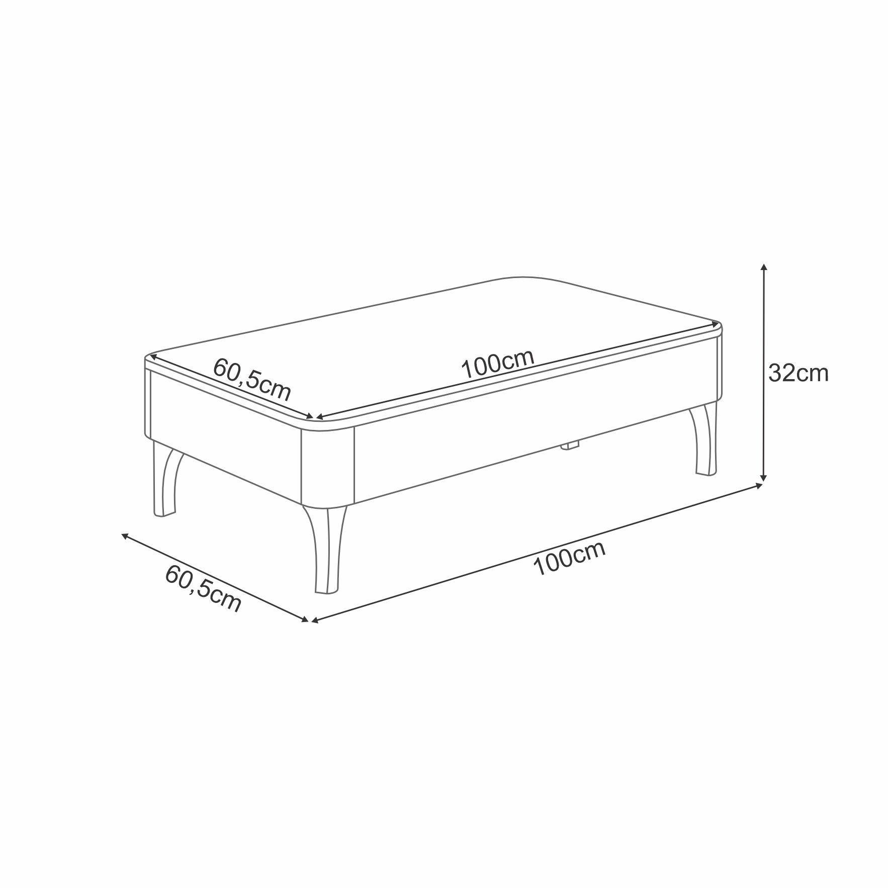 MESA DE CENTRO NIZA OFF WHITE / CINAMOMO 60,5 x 100 x 32 cm - 2