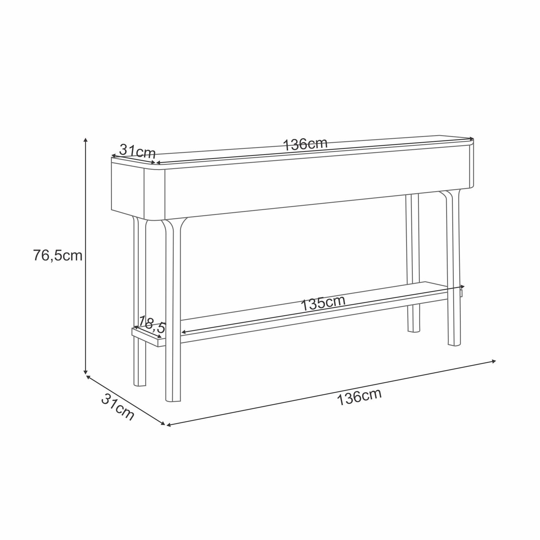 ARRIMO NANTES OFF WHITE / CINAMOMO 136 x 76,5 x 31 cm - 2