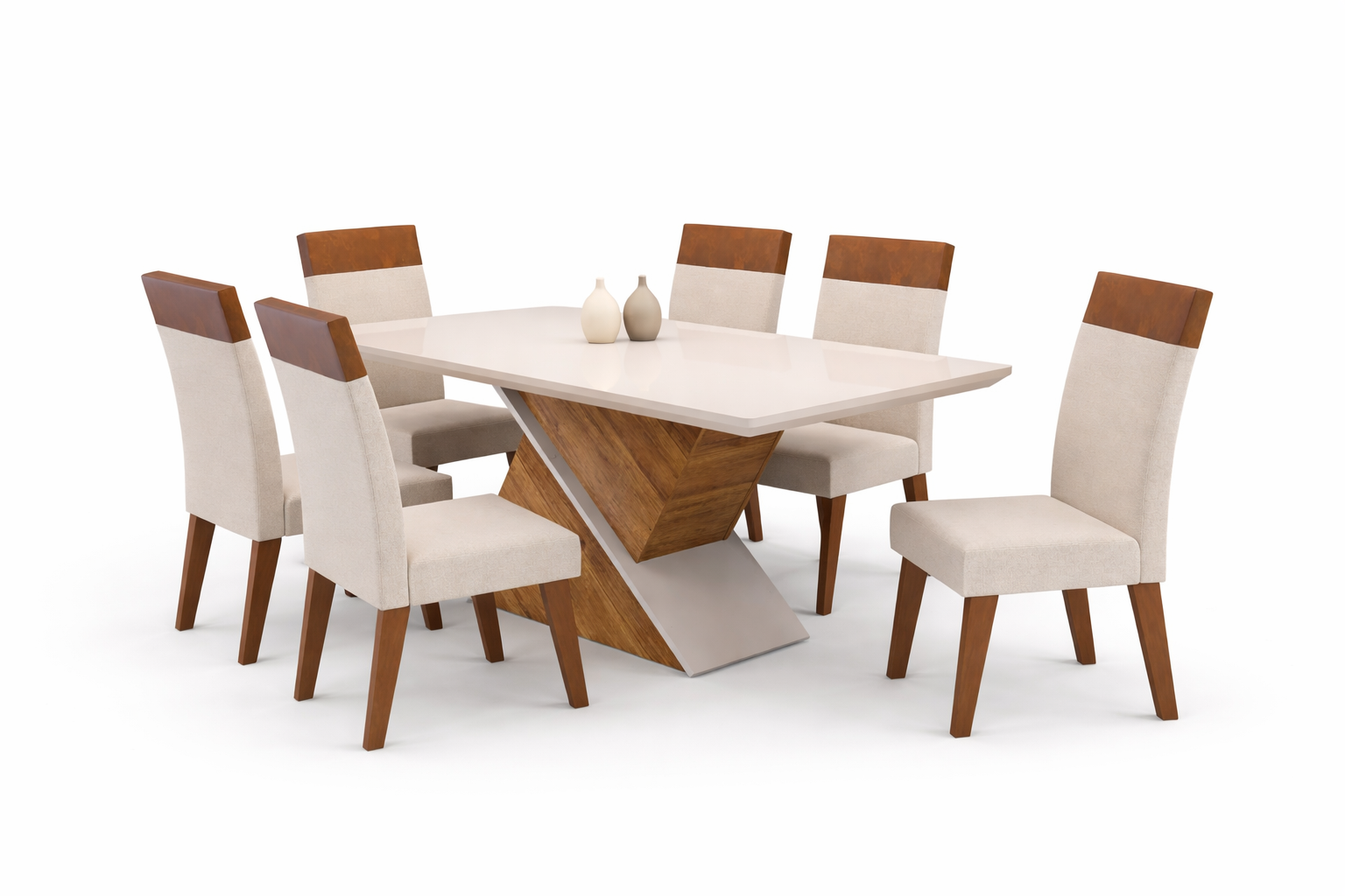 JUEGO DE COMEDOR 6 SILLAS ELITE BEIGE 82 cm x 90 cm x 180 cm - 4