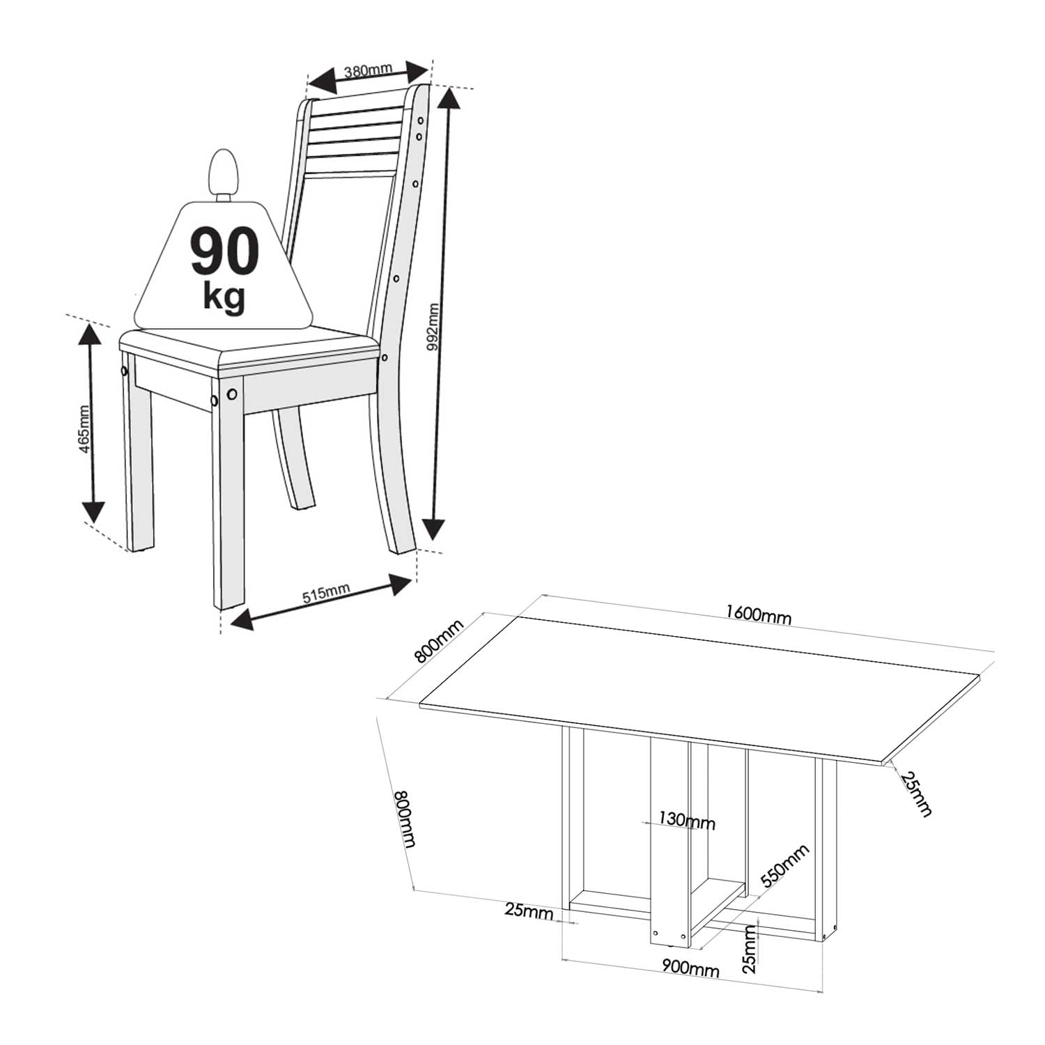 JUEGO DE COMEDOR 6 SILLAS TOSCANA GRIS  80 x 80 x 160 - 2
