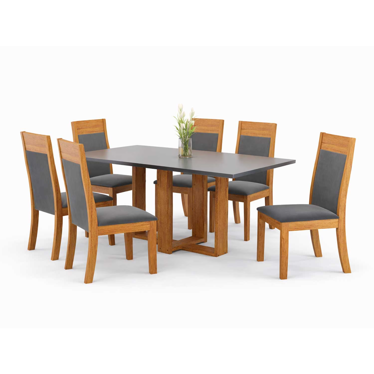 JUEGO DE COMEDOR 6 SILLAS TOSCANA GRIS  80 x 80 x 160 - 5