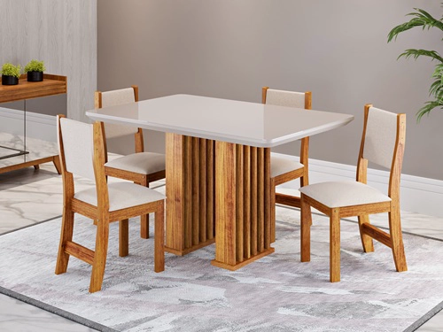 JUEGO DE COMEDOR 4 SILLAS HERITAGE BEIGE  82 x 90 x 120 cm - 1