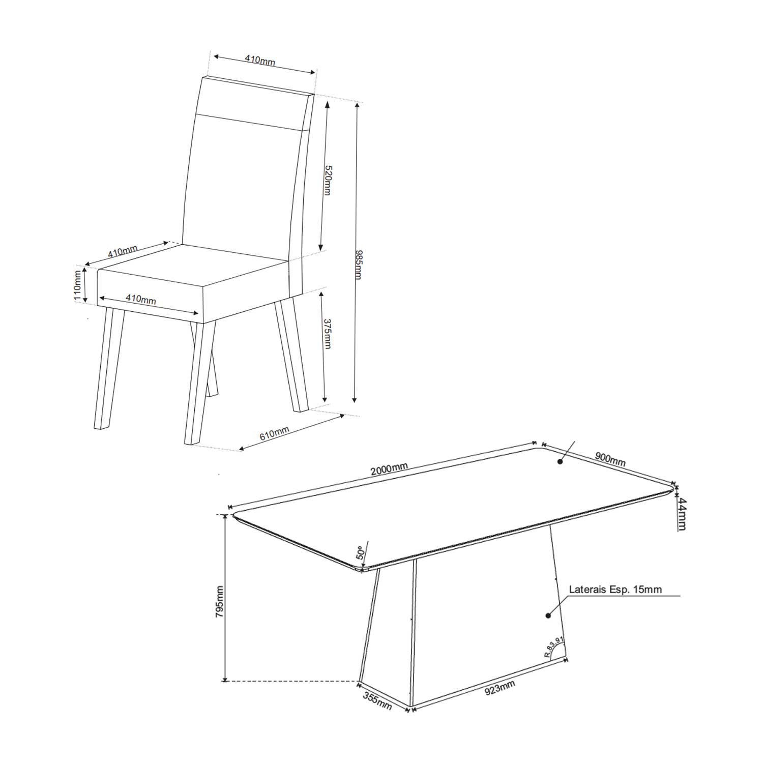 JUEGO DE COMEDOR 8 SILLAS TERRANOVA BEIGE 79,5 x 90 x 200 cm - 2