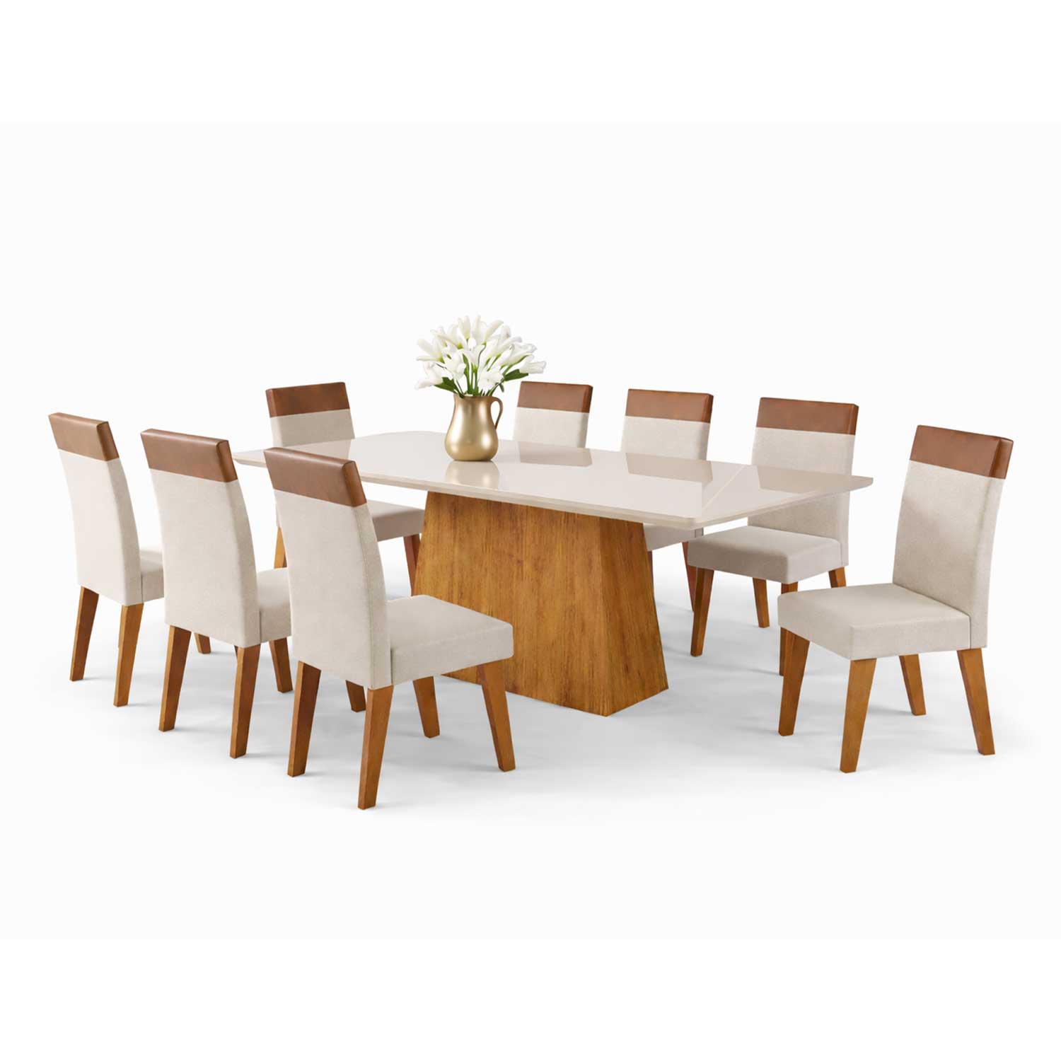 JUEGO DE COMEDOR 8 SILLAS TERRANOVA BEIGE 79,5 x 90 x 200 cm - 5