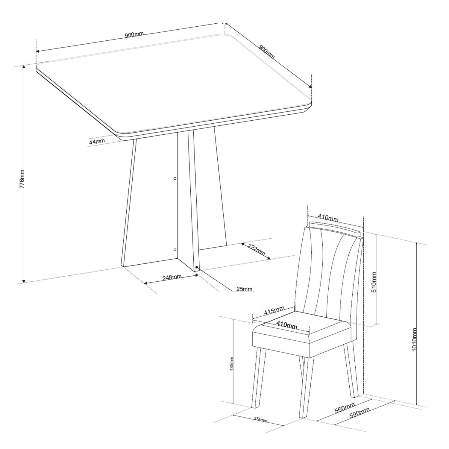 JUEGO DE COMEDOR 4 SILLAS HERA GRIS 77,6 x 90 x 90 cm - 2