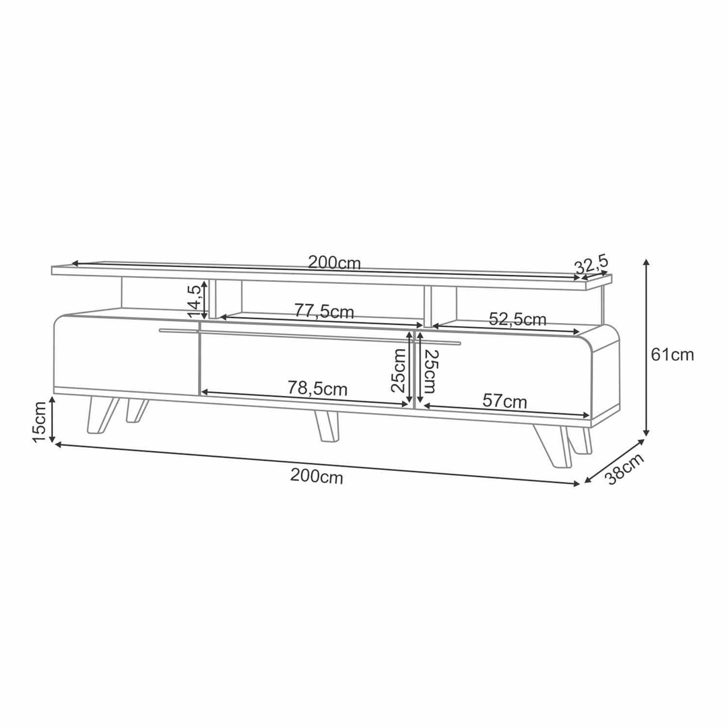 RACK SIENA TV 70' 2.0 OFF WHITE CASTAÑO 200 x 61 x 38 cm - 2