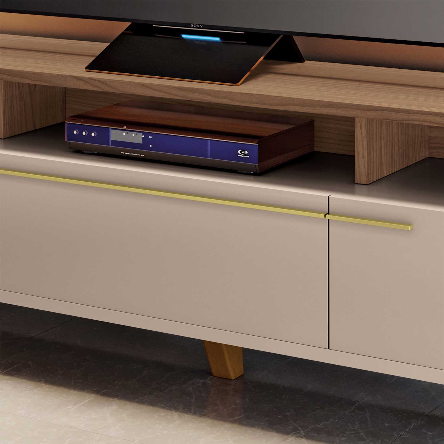 RACK SIENA TV 70' 2.0 OFF WHITE CASTAÑO 200 x 61 x 38 cm - 4