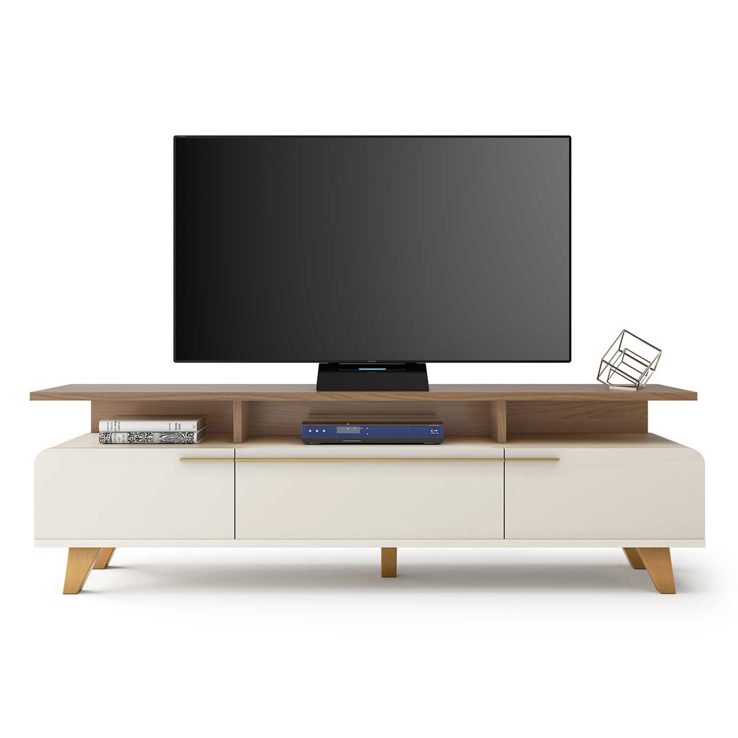 RACK SIENA TV 70' 2.0 OFF WHITE CASTAÑO 200 x 61 x 38 cm - 5
