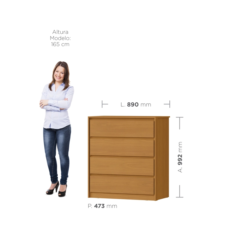 COMODA NOËLLE 4 CAJONES CINAMOMO 99,2 X 89 X 47,3 - 2