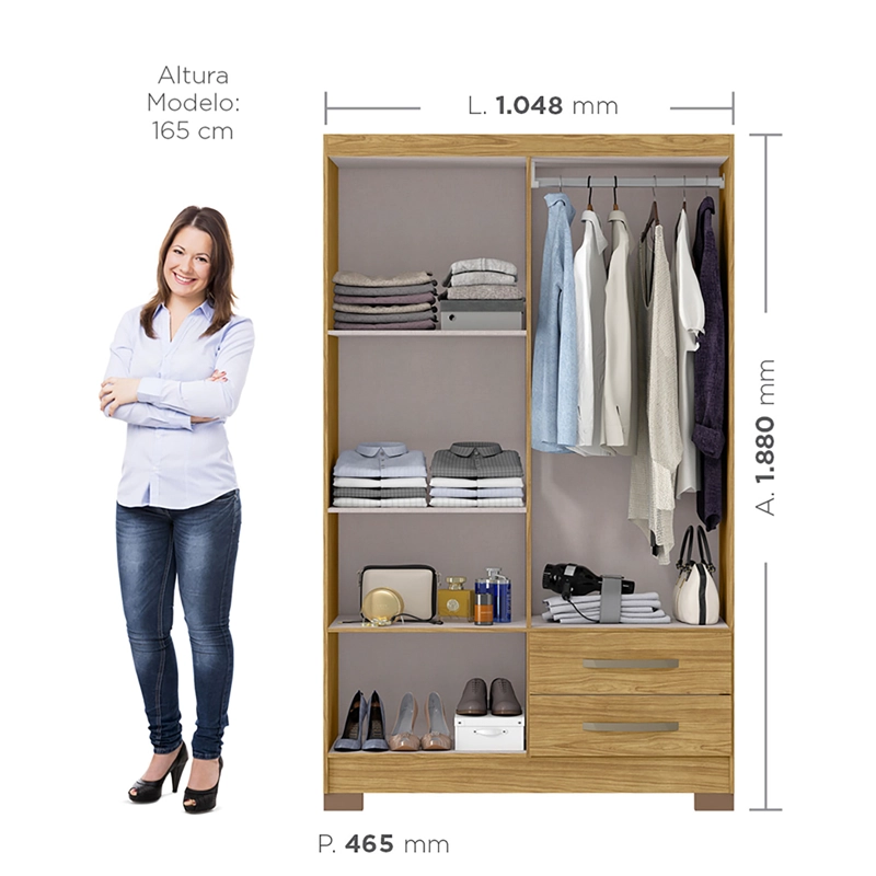 CLOSET 4 PUERTAS CLASSIC MARROCOS/MARROCO RIPADO 188 X 104,8 X 46,5 - 2