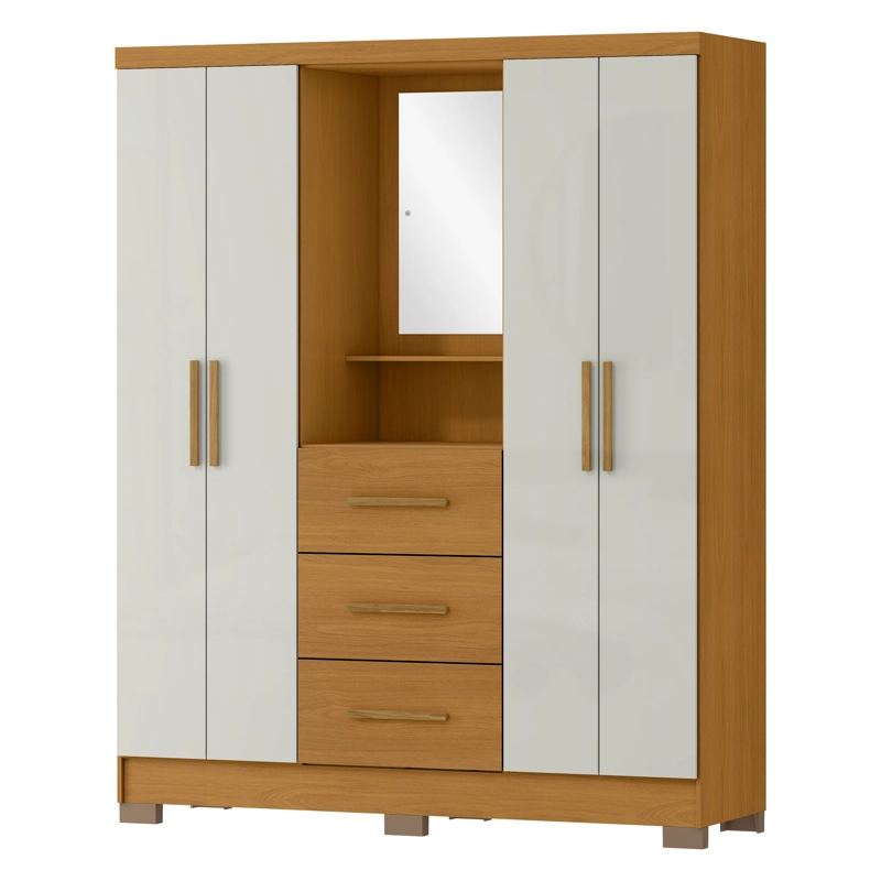 CLOSET 4 PUERTAS 3 CAJONES VERSALLES 190 X 152,4 X 46,5 CINAMOMO/ OFF WHITE - 3