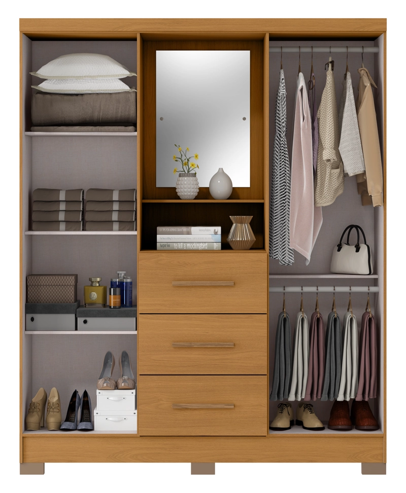 CLOSET 4 PUERTAS 3 CAJONES VERSALLES 190 X 152,4 X 46,5 CINAMOMO/ OFF WHITE - 4