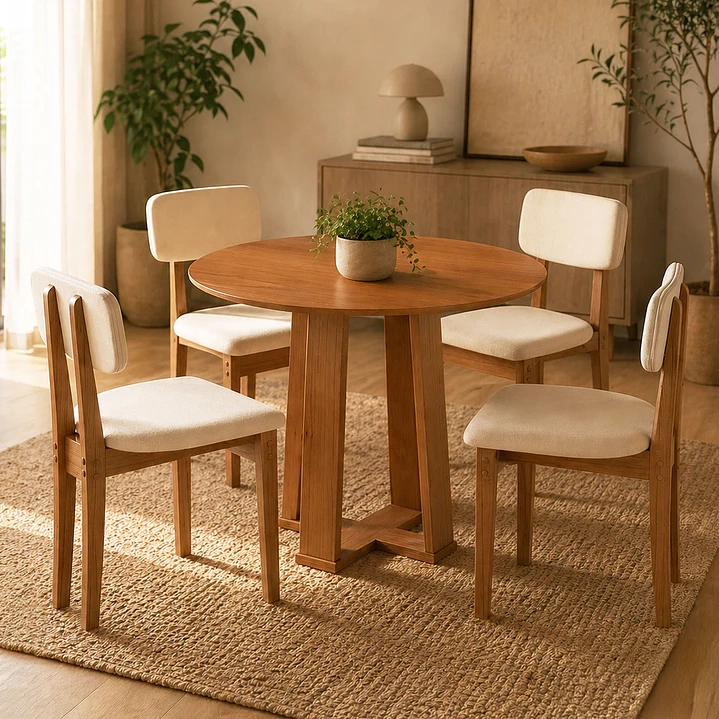 JUEGO DE COMEDOR ARTEMIS 4 SILLAS 1.0 BEIGE - 1