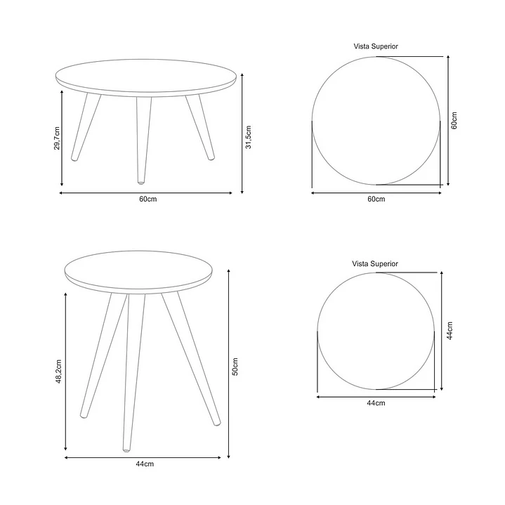 SET MESA DE CENTRO + MESA LATERAL ALBA PRETTO - 4