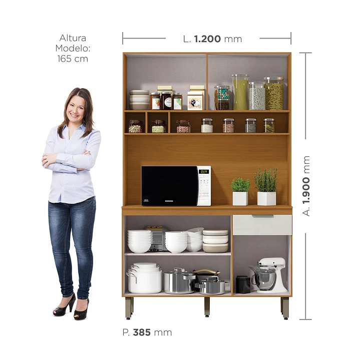 KIT MUEBLE DE COCINA ROUSE CINAMOMO/ OFF WHITE 190 X 120 X 38,5 - 7