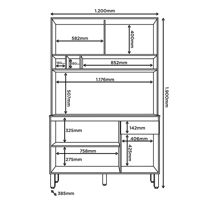 KIT MUEBLE DE COCINA ROUSE CINAMOMO/ OFF WHITE 190 X 120 X 38,5 - 8
