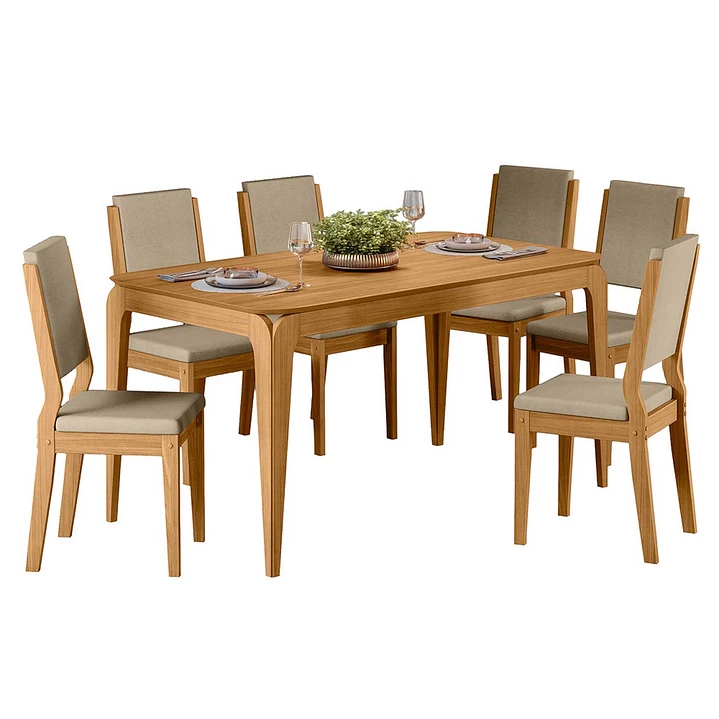 JUEGO DE COMEDOR 6 SILLAS AREZZO 1.60 CAFE - 2