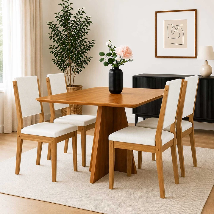 JUEGO DE COMEDOR 4 SILLAS SUSPIRO 1.2 BEIGE - 1