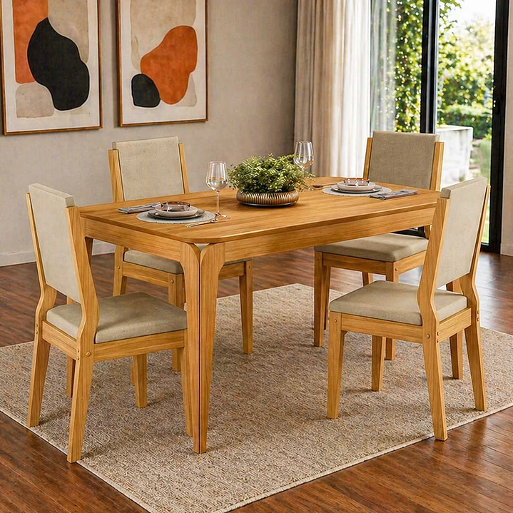 JUEGO DE COMEDOR 4 SILLAS AREZZO 1.20 CAFE - 1
