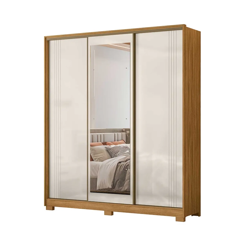 CLOSET 3 PUERTAS DALLAS FREIJO OFF WHITE CON ESPEJO. - 3