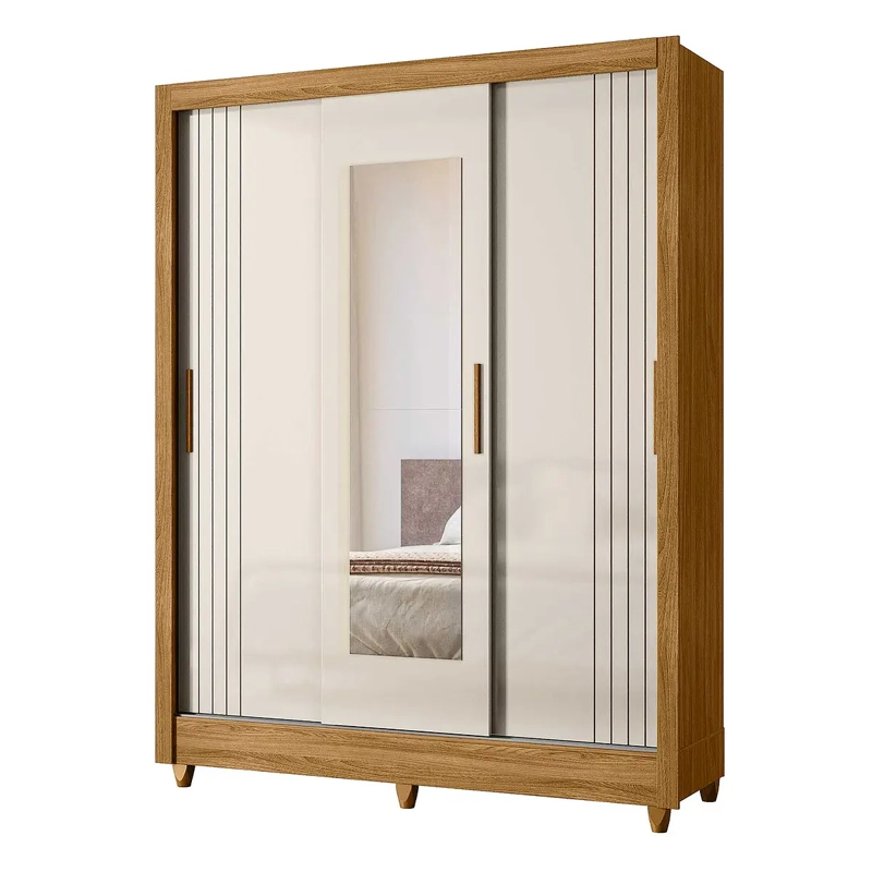 CLOSET 3 PUERTAS BOLIVIA FREIJO OFF WHITE CON ESPEJO. - 3