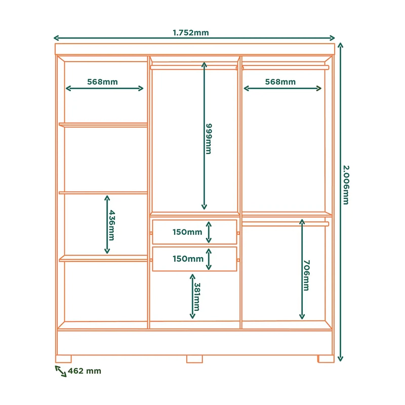 CLOSET 6 PUERTAS NATIVO BLANCO 200,6 X 175,2 X 46,2 - 10