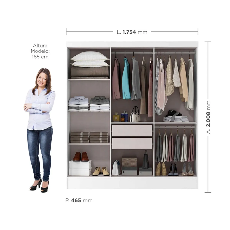 CLOSET 6 PUERTAS NATIVO BLANCO 200,6 X 175,2 X 46,2 - 9