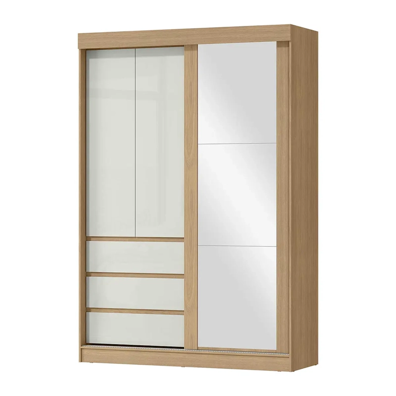 CLOSET 3 PUERTAS CON ESPEJO BAGDA CASTAÑO/ OFF WHITE - 3
