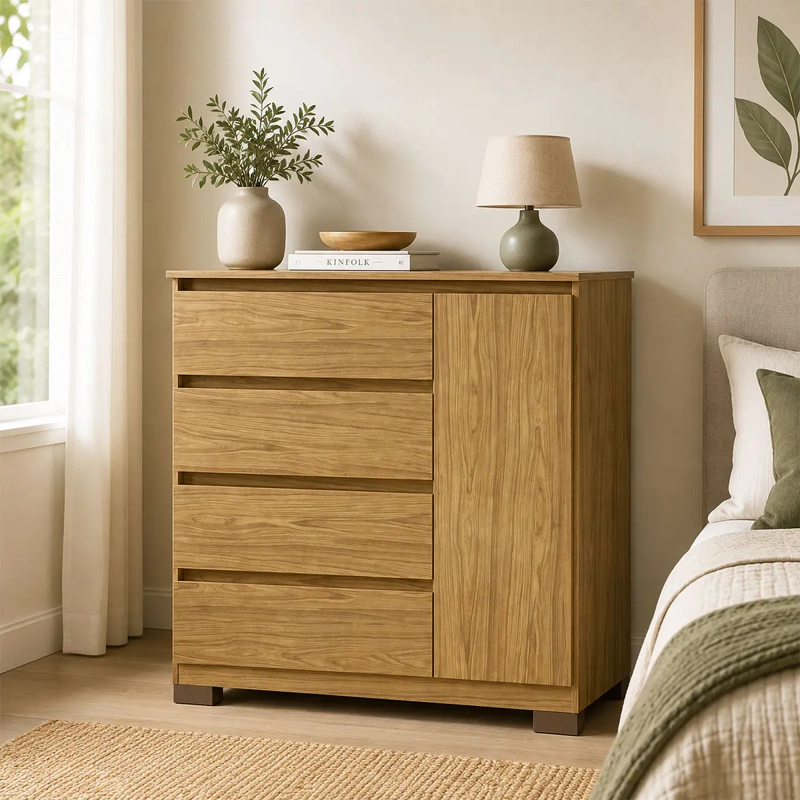 COMODA 4 CAJONES 1 PUERTA ALESSIA MARROCO/ MARROCO 100 X 99,3 X 41 - 1