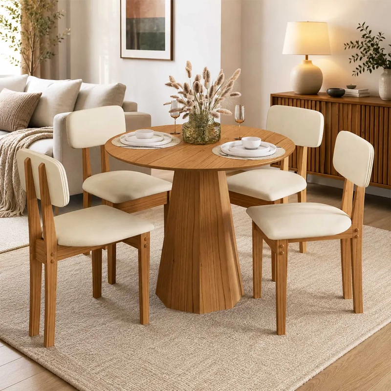 JUEGO DE COMEDOR 4 SILLAS ISIS CINAMOMO 1.0 BEIGE - 1