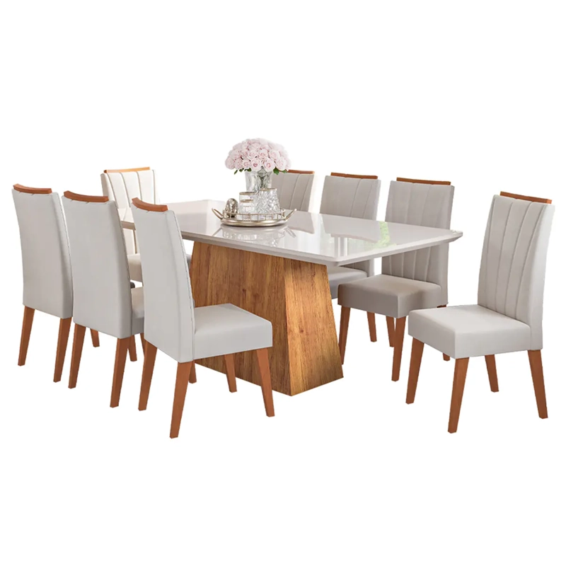 JUEGO DE COMEDOR 8 SILLAS VALERIO BEIGE 79,5 X 90 X 200 CM - 2