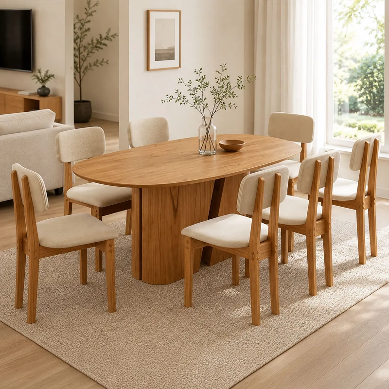 JUEGO DE COMEDOR 2.00 YASMIN 8 SILLAS BEIGE - 1