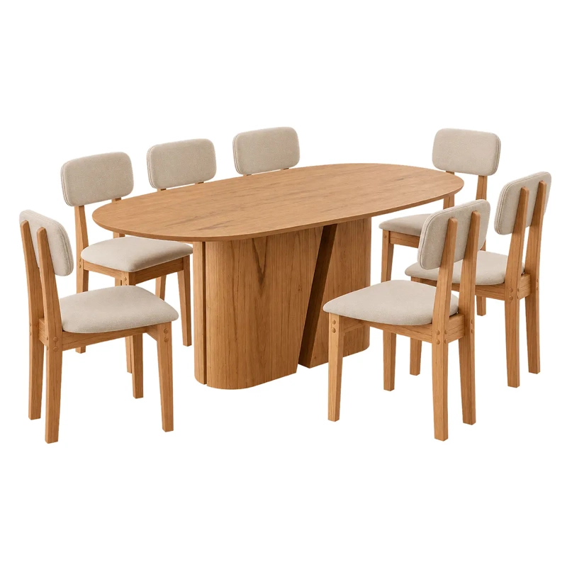JUEGO DE COMEDOR 2.00 YASMIN 8 SILLAS BEIGE - 2