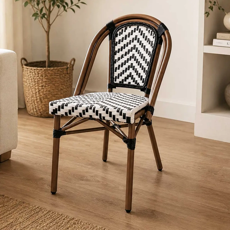 SILLA PARISINA CHEVRON BLANCO/NEGRO 4 UNIDADES - 2