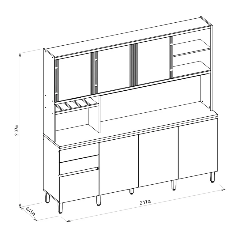 KIT COCINA AUSTIN 2.20M JEQUITIBA GRIS MATTE - 5