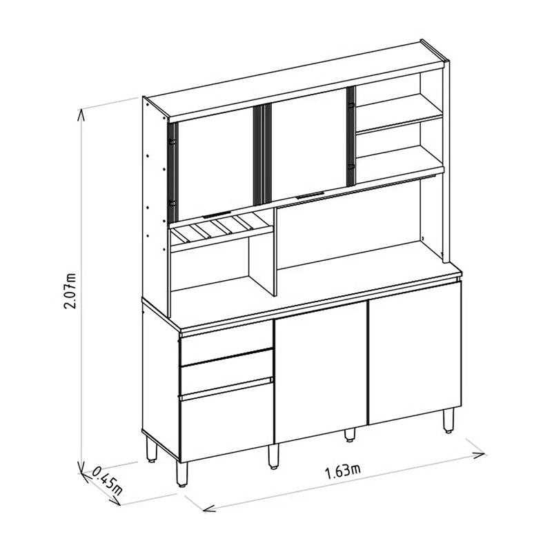 KIT COCINA AUSTIN 1.65M JEQUITIBA GRIS MATTE - 5
