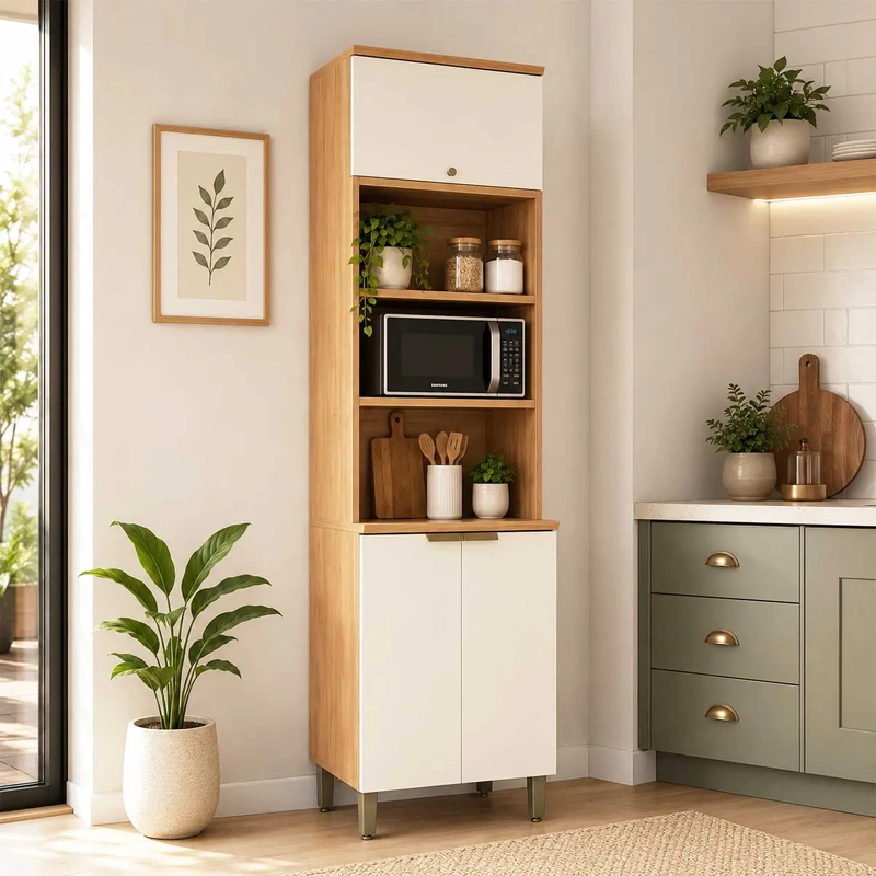 MUEBLE COCINA MICROONDAS SELENE JEQUITIBA  OFF WHITE - 1