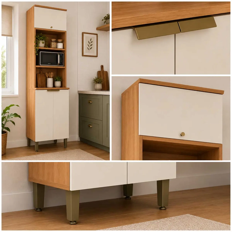 MUEBLE COCINA MICROONDAS SELENE JEQUITIBA  OFF WHITE - 3