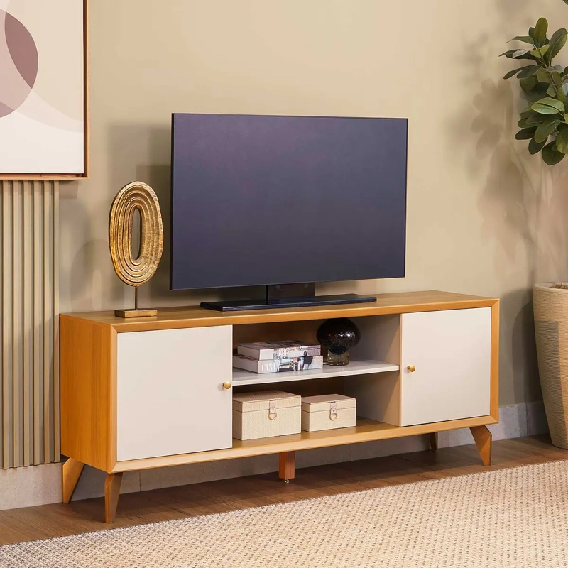 RACK PORTO TV 70 JEQUITIBA OFF WHITE - 1