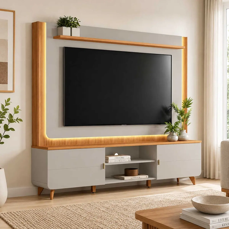 HOME THEATER MILANO TV 75 LUZ LED CINAMOMO GRIS - 1