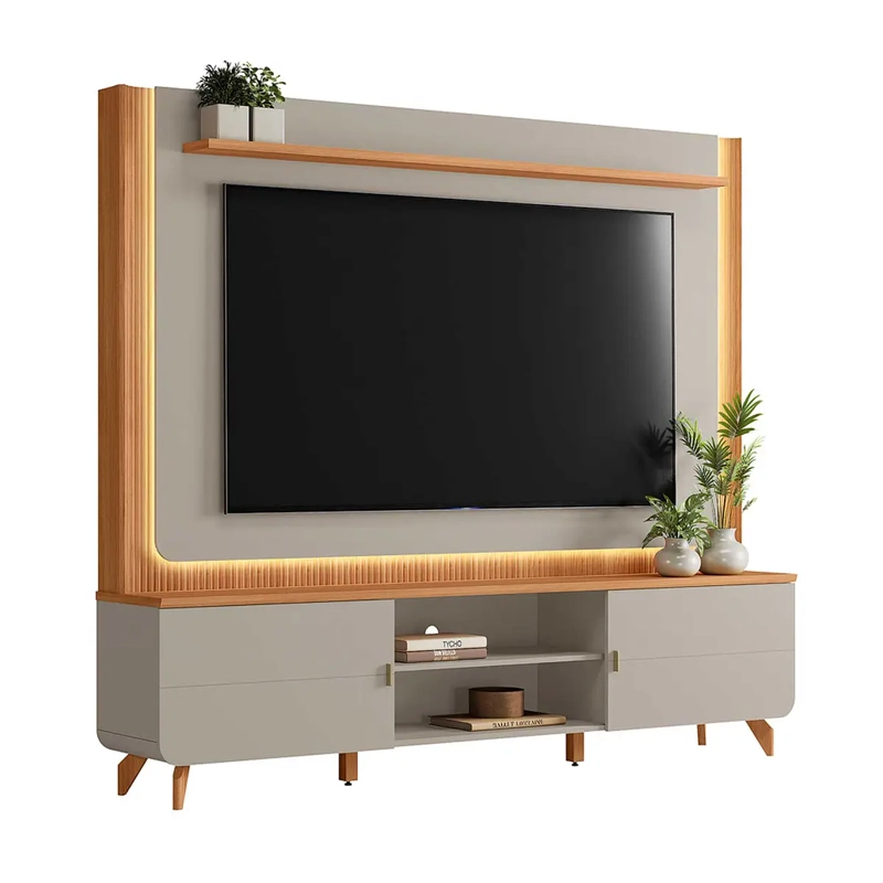 HOME THEATER MILANO TV 75 LUZ LED CINAMOMO GRIS - 2