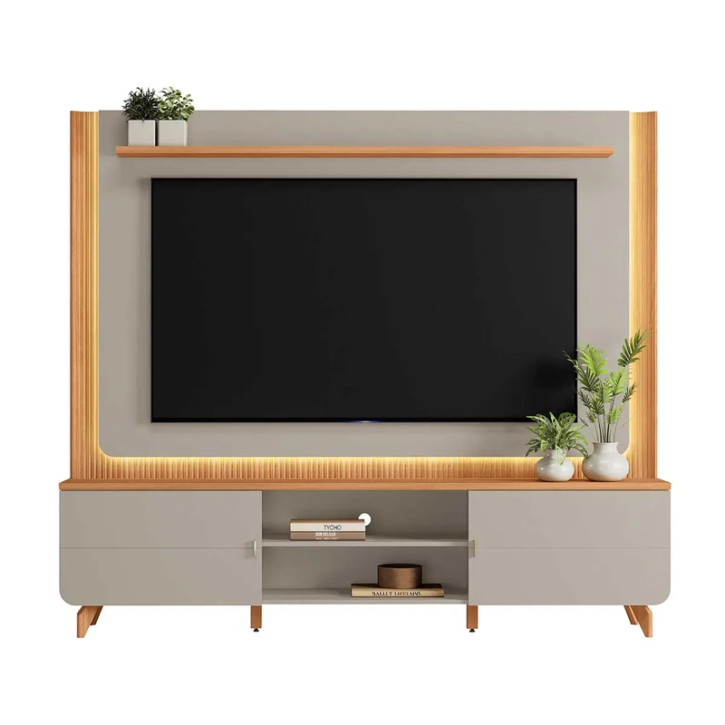 HOME THEATER MILANO TV 75 LUZ LED CINAMOMO GRIS - 4