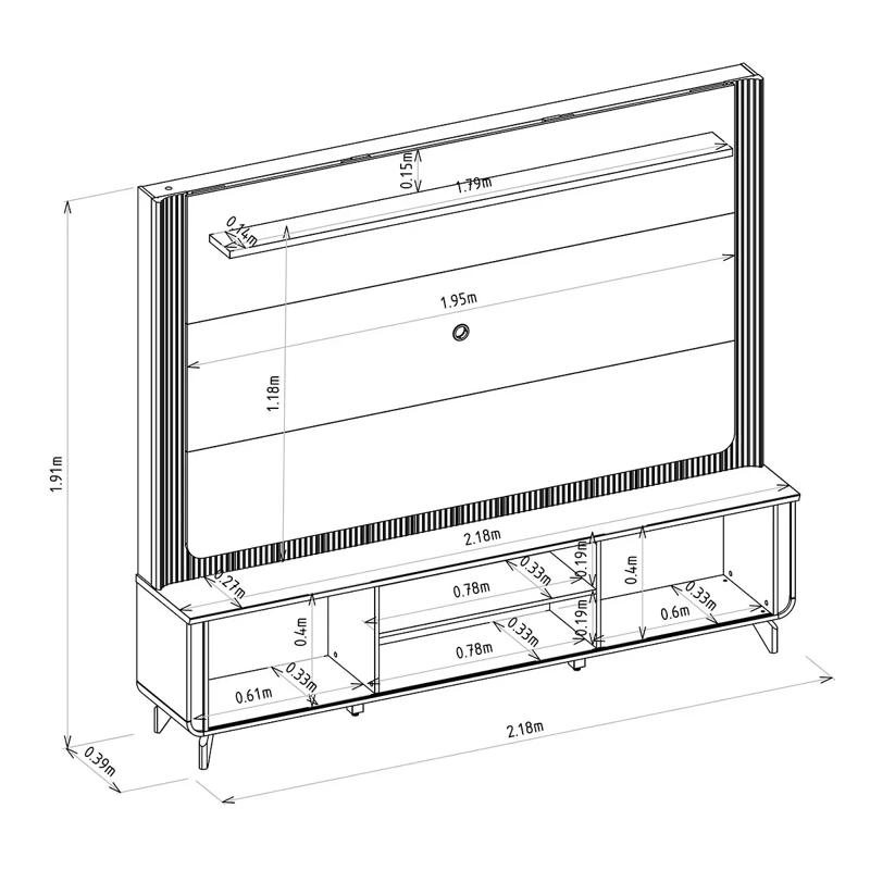 HOME THEATER MILANO TV 75 LUZ LED CINAMOMO GRIS - 6