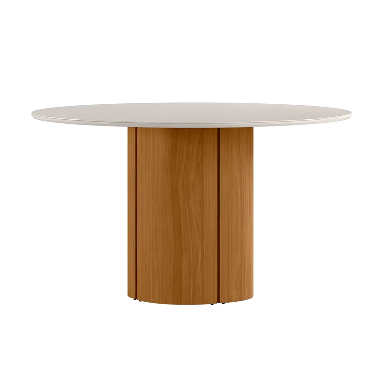 JUEGO DE COMEDOR REDONDO 6 SILLAS SERENA VIDRIO 1.35 BEIGE - 3
