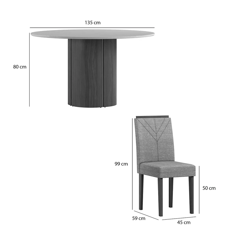 JUEGO DE COMEDOR REDONDO 6 SILLAS SERENA VIDRIO 1.35 BEIGE - 5