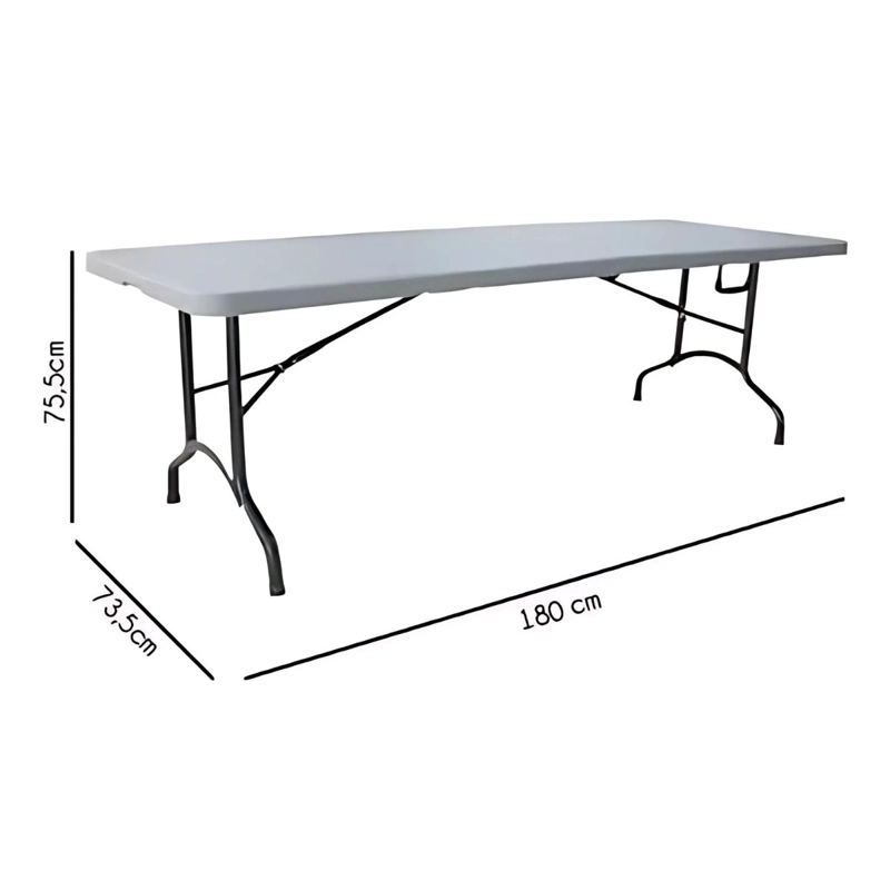 MESA TODODESCUENTO PLEGABLE 180 CM FACIL ARMADO BLANCO - 3