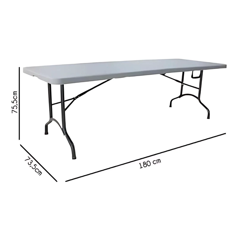 MESA TODODESCUENTO PLEGABLE 180 CM FACIL ARMADO BLANCO - 7